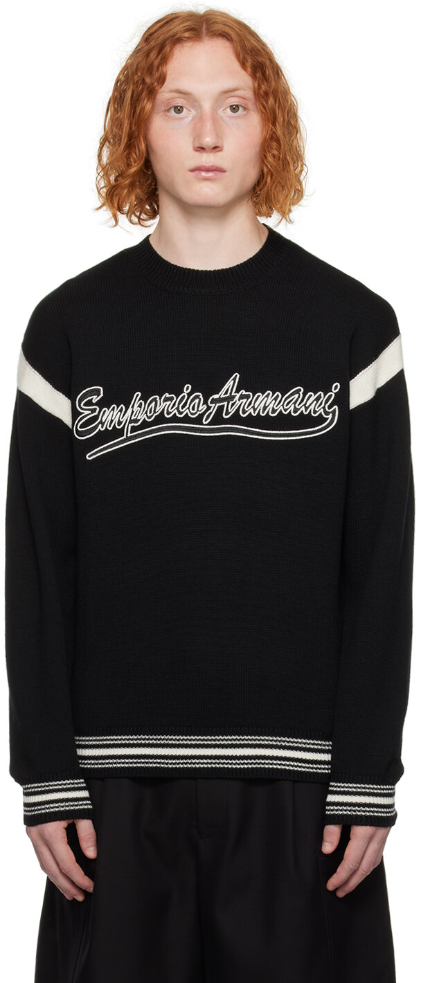 

Черный свитер с вышивкой Emporio Armani