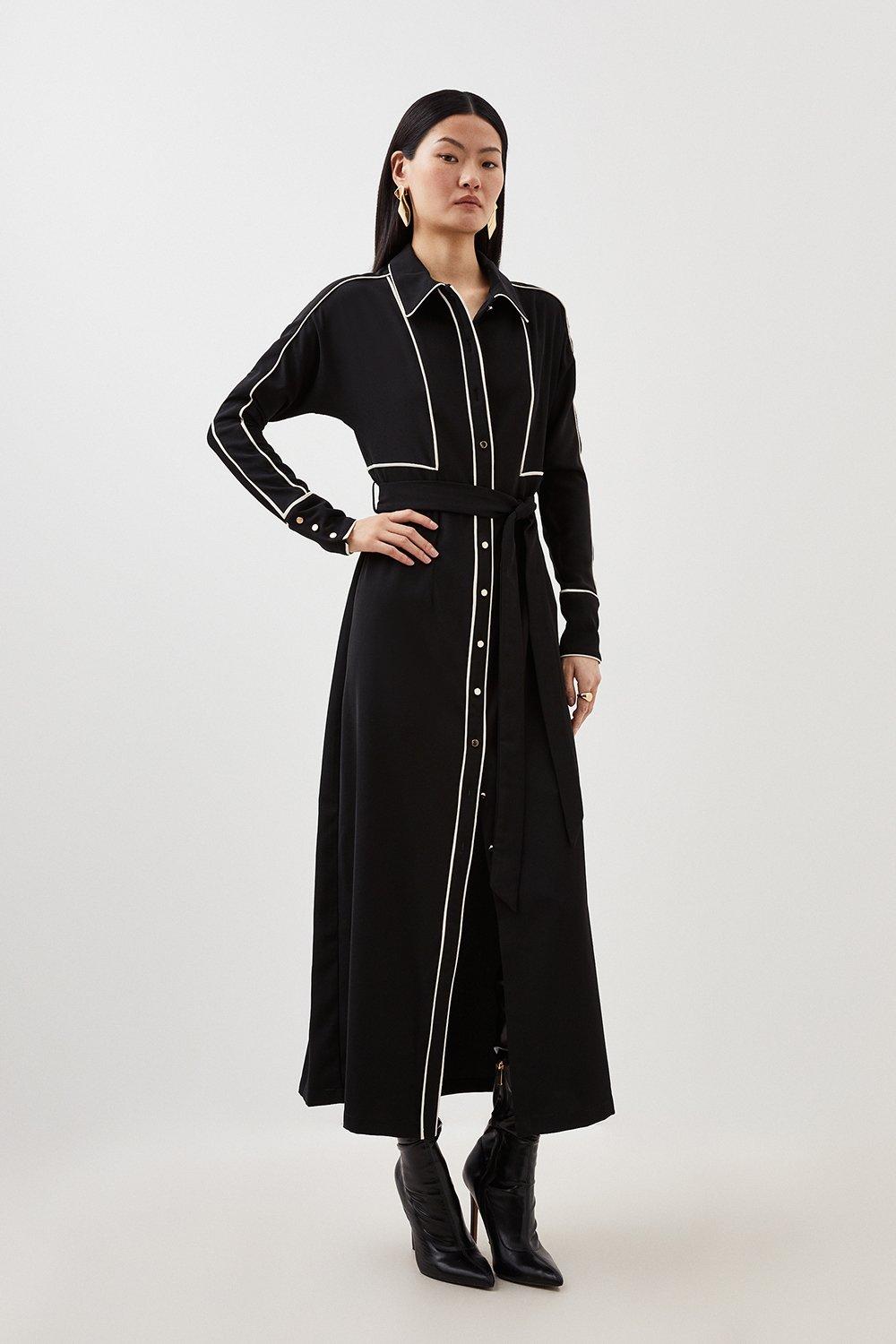 цена Платье мидакси из саржевой ткани контрастного цвета Karen Millen, черный
