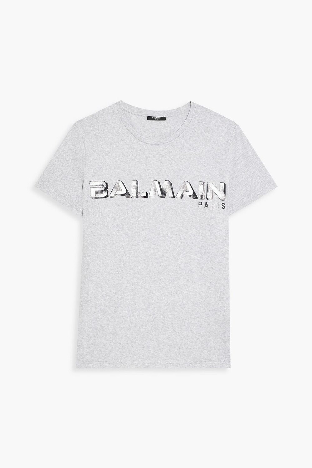

Футболка из меланжевого хлопкового джерси с принтом BALMAIN, серый