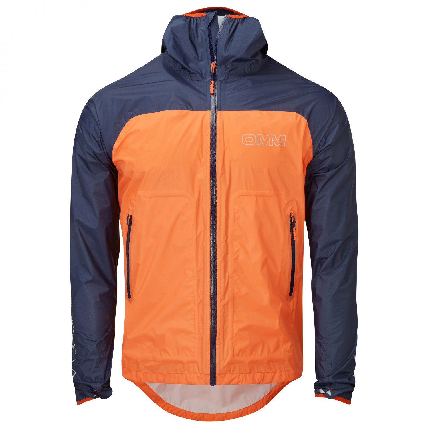 Беговая куртка Omm Halo + With Pockets, цвет Orange/Navy дождевик ветрозащитный водонепроницаемый герметичные швы размер xxxl черный
