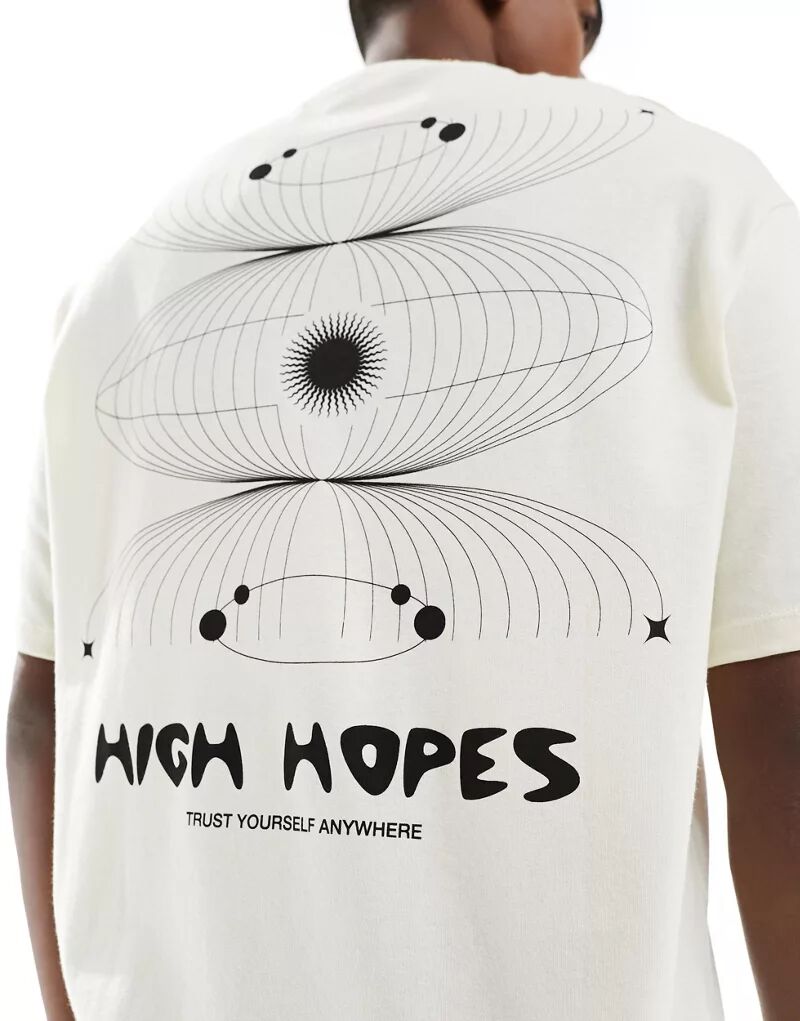 цена Белая футболка оверсайз Selected Homme с надписью «High Hopes» на спине