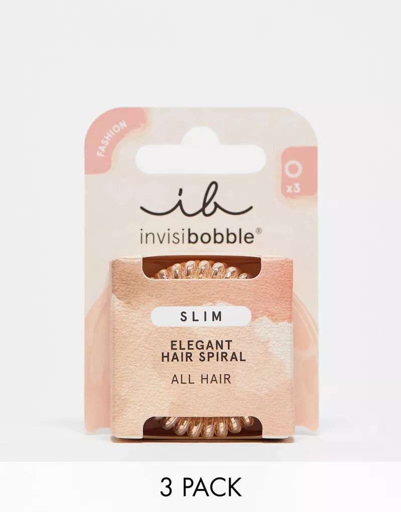 invisibobble – Набор из 3 узких резинок-спиралей для волос – Bronze Me Pretty
