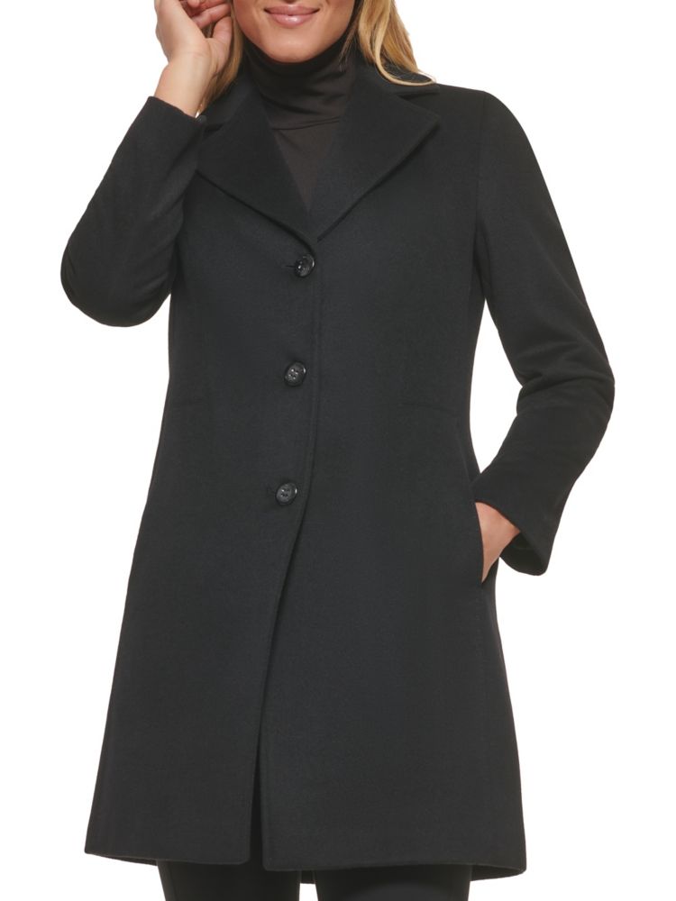 Пальто из смесовой шерсти Calvin Klein, черный