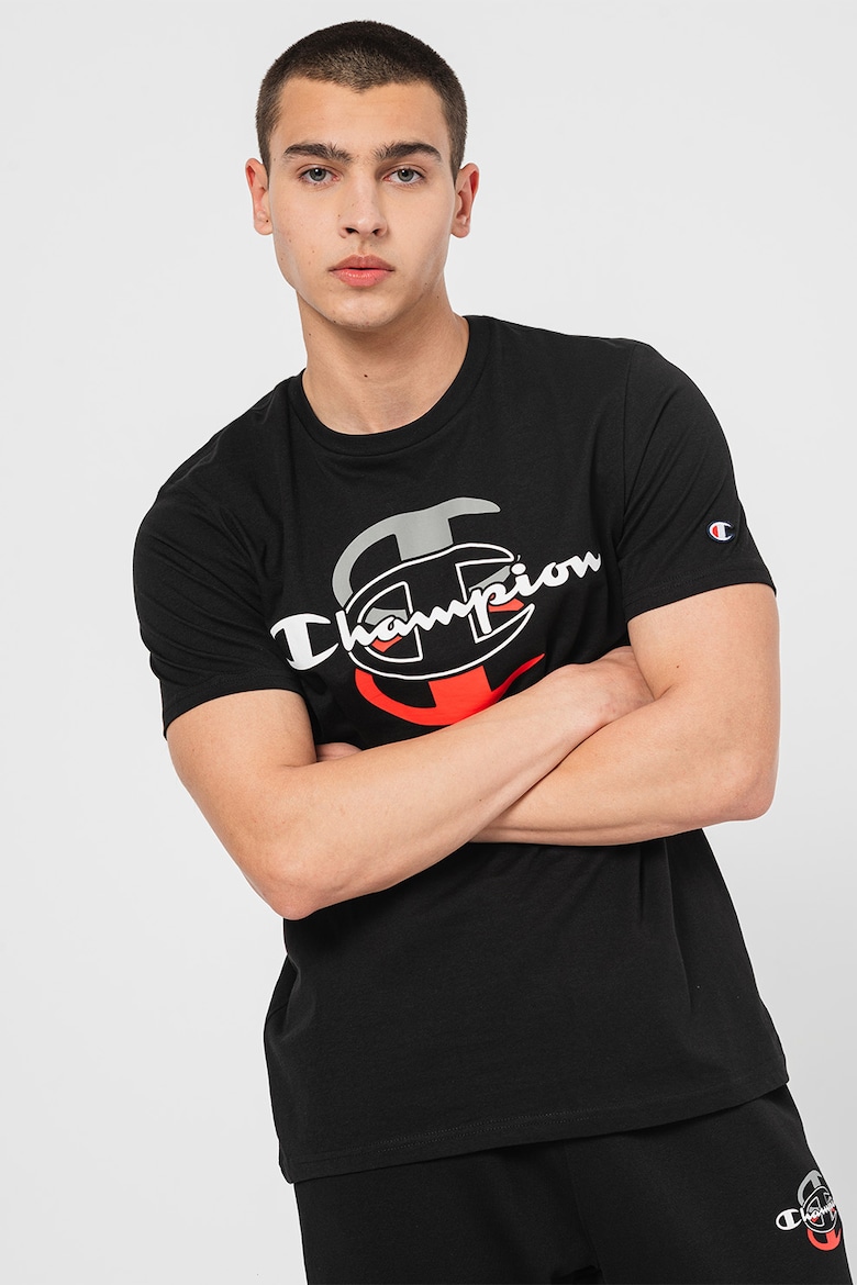 цена Хлопковая футболка с тройным логотипом Champion, черный