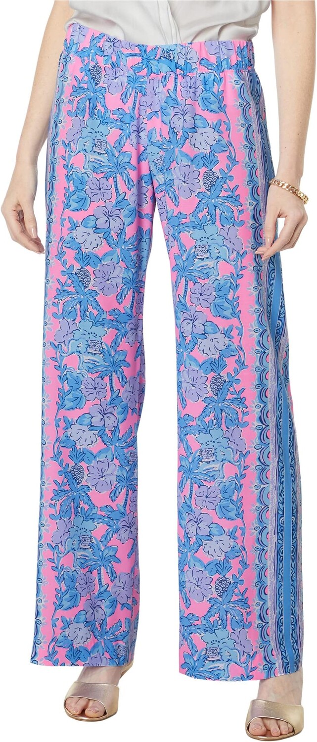 

Брюки-палаццо Бэл Харбор Lilly Pulitzer, цвет Soleil Pink Palm Paradise