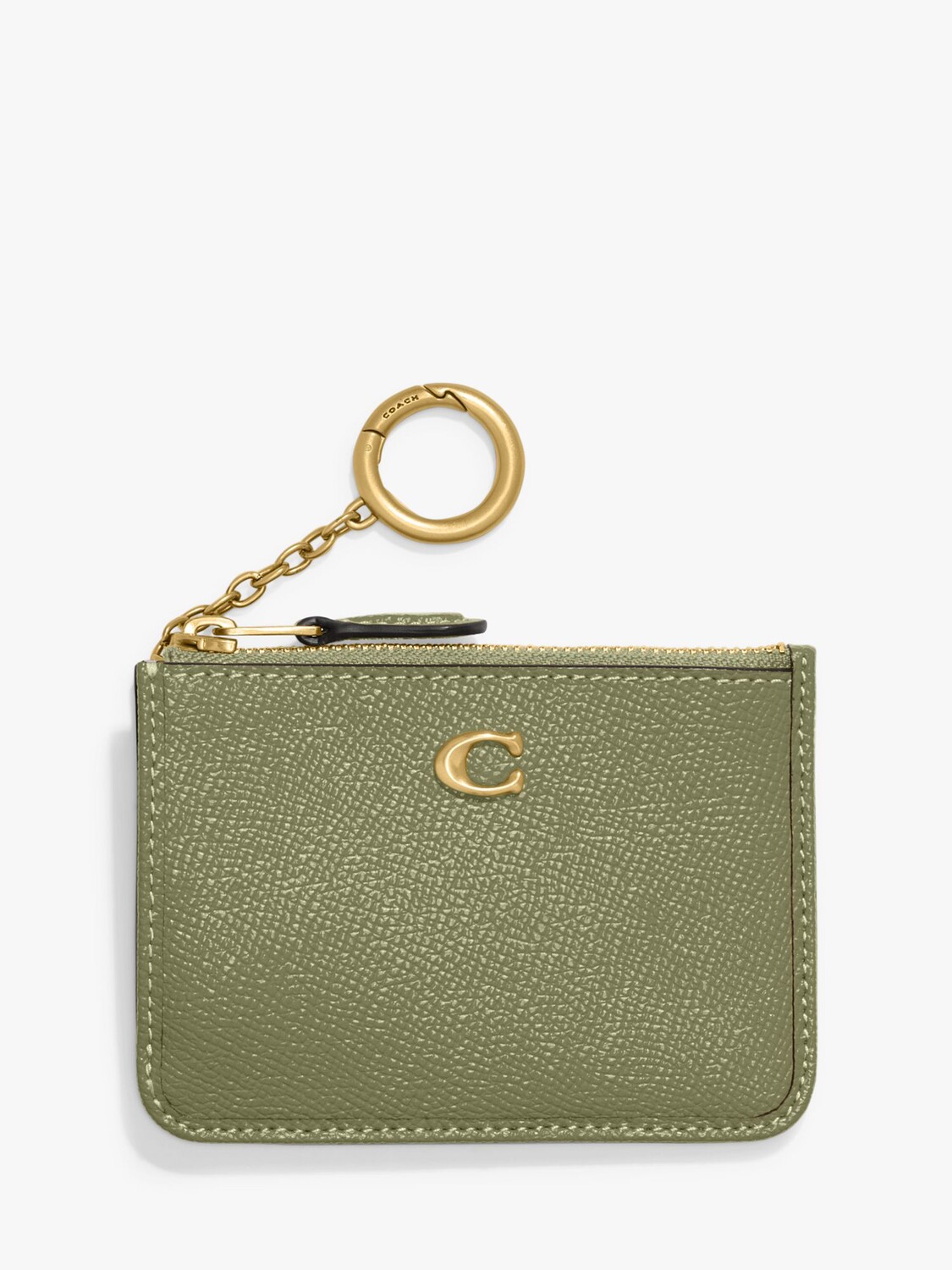 

Узкий кошелек Mini ID из кожи с перекрестным рисунком Coach, мох
