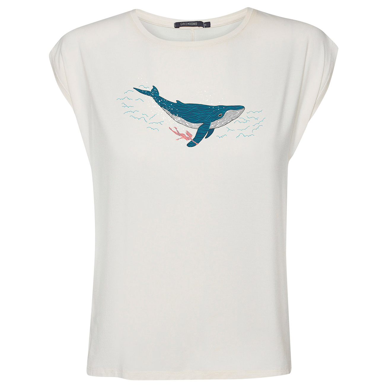 Футболка Greenbomb Women's Animal Whale Dive Timid Tops, цвет Creme White