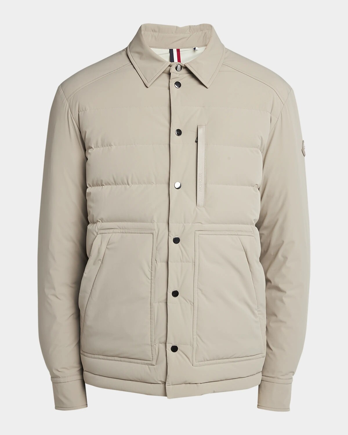 

Мужская стеганая пуховая куртка-рубашка Bassies Moncler, слоновая кость