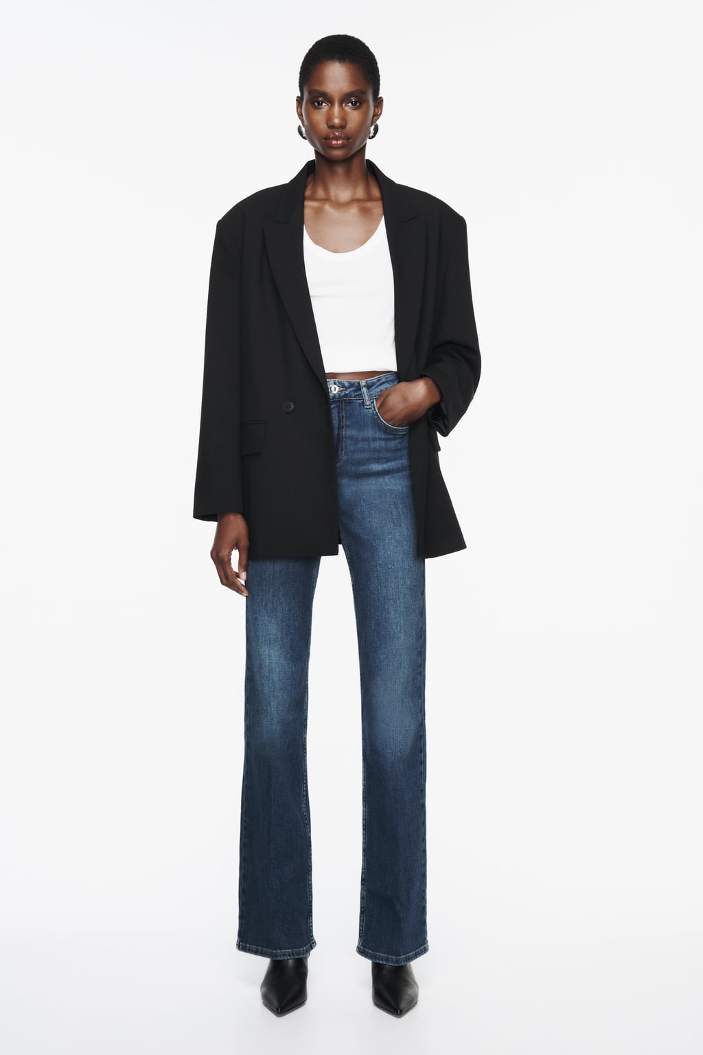 

Расклешенные джинсы с высокой талией Z1975 ZARA, синий