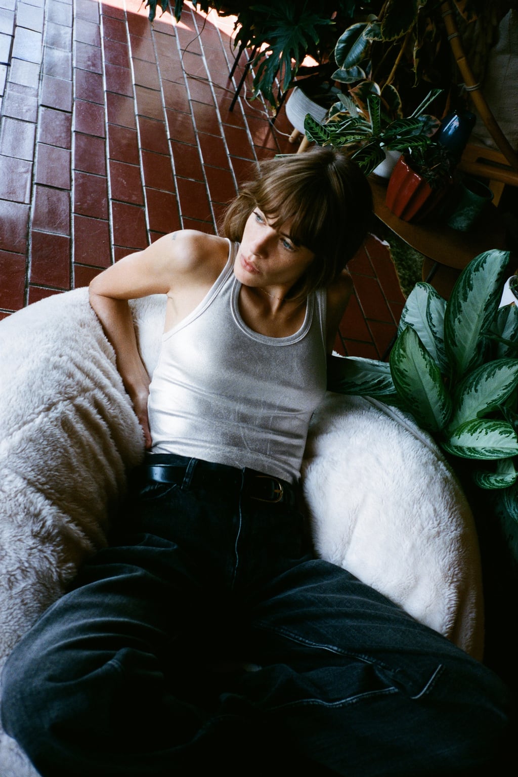 

Рубчатая футболка с фольгой ZARA, серебряный