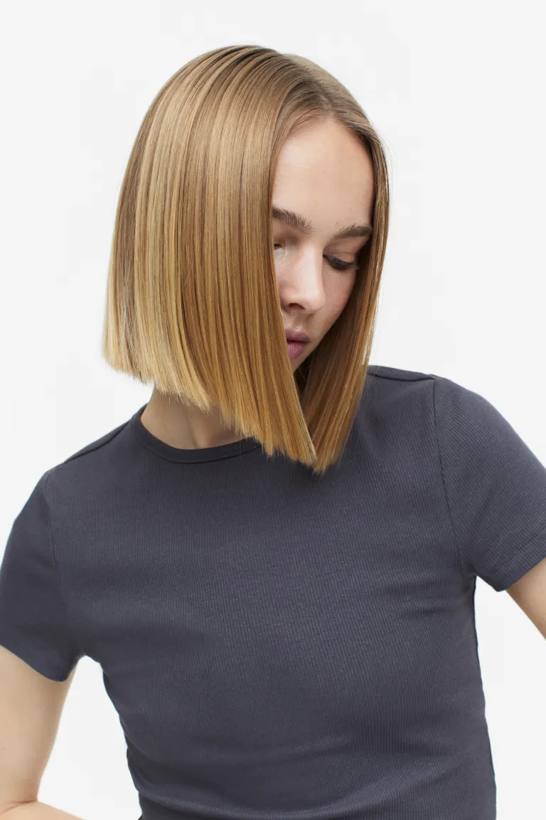 

Укороченная блузка из ребристой вязки H&M, серый