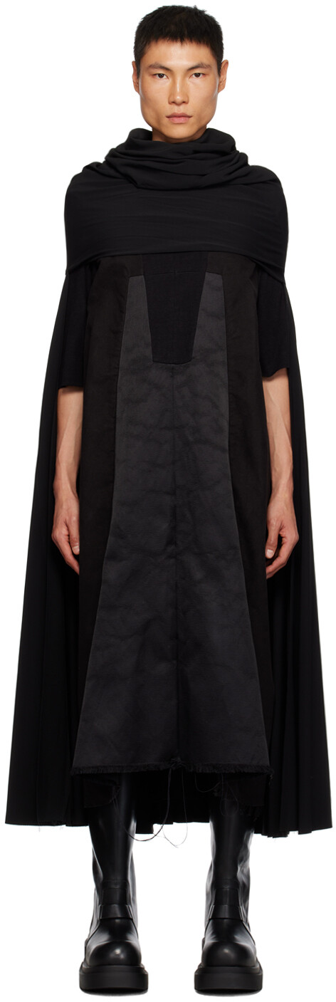 

Черное пальто с воротником-хомутом Rick Owens, Черный