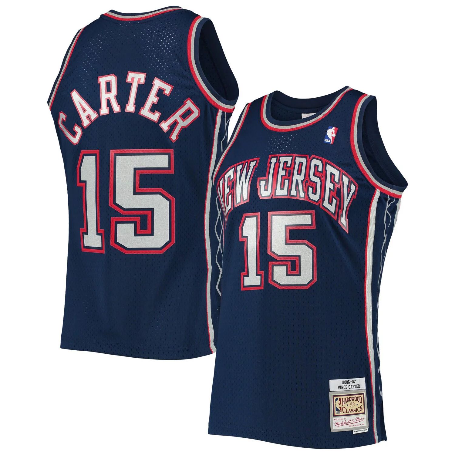 

Мужское джерси Mitchell & Ness Vince Carter Navy New Jersey Nets 2006-07 Hardwood Classics Swingman Jersey