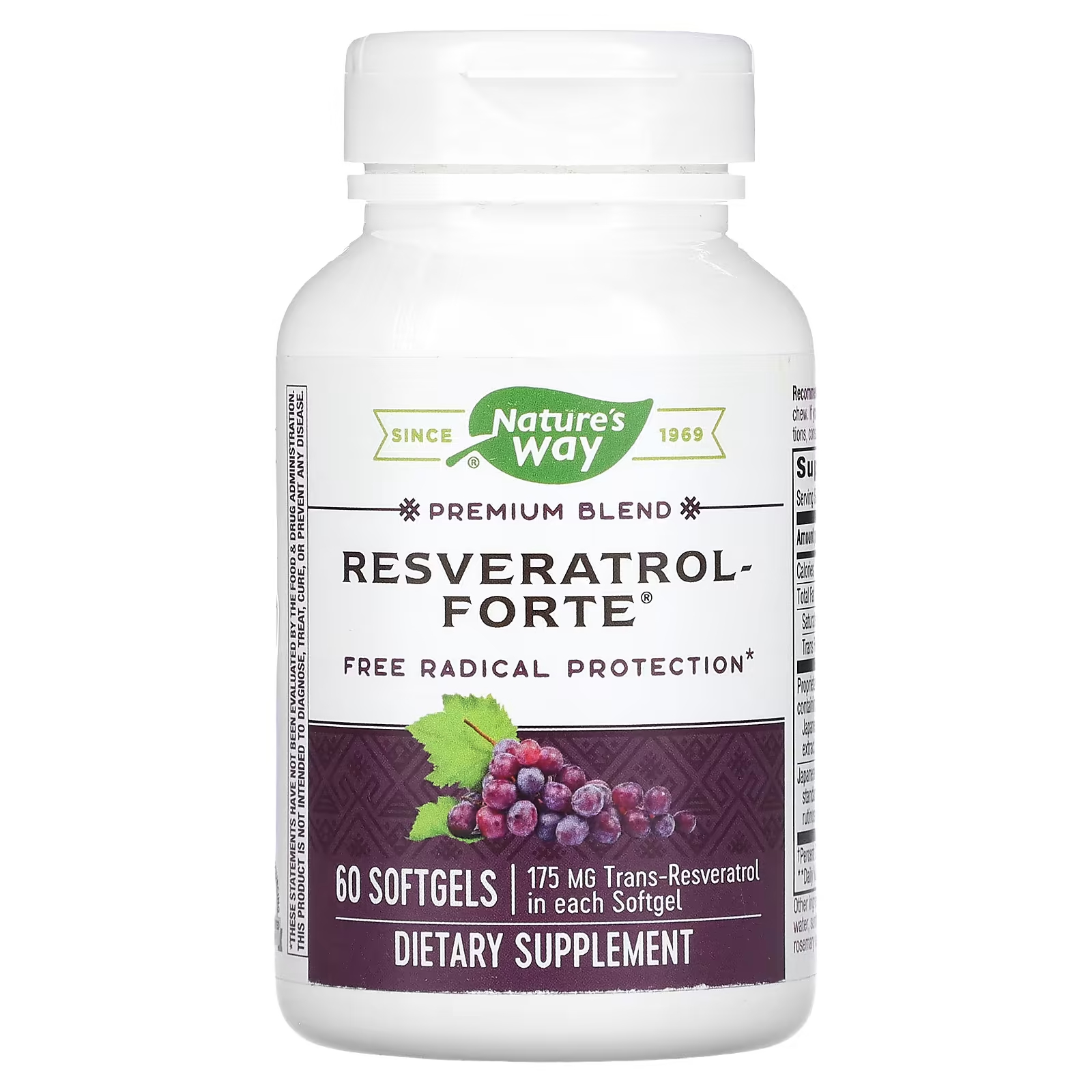 Ресвератрол Форте Nature's Way Premium Blend 175 мг, 60 мягких таблеток