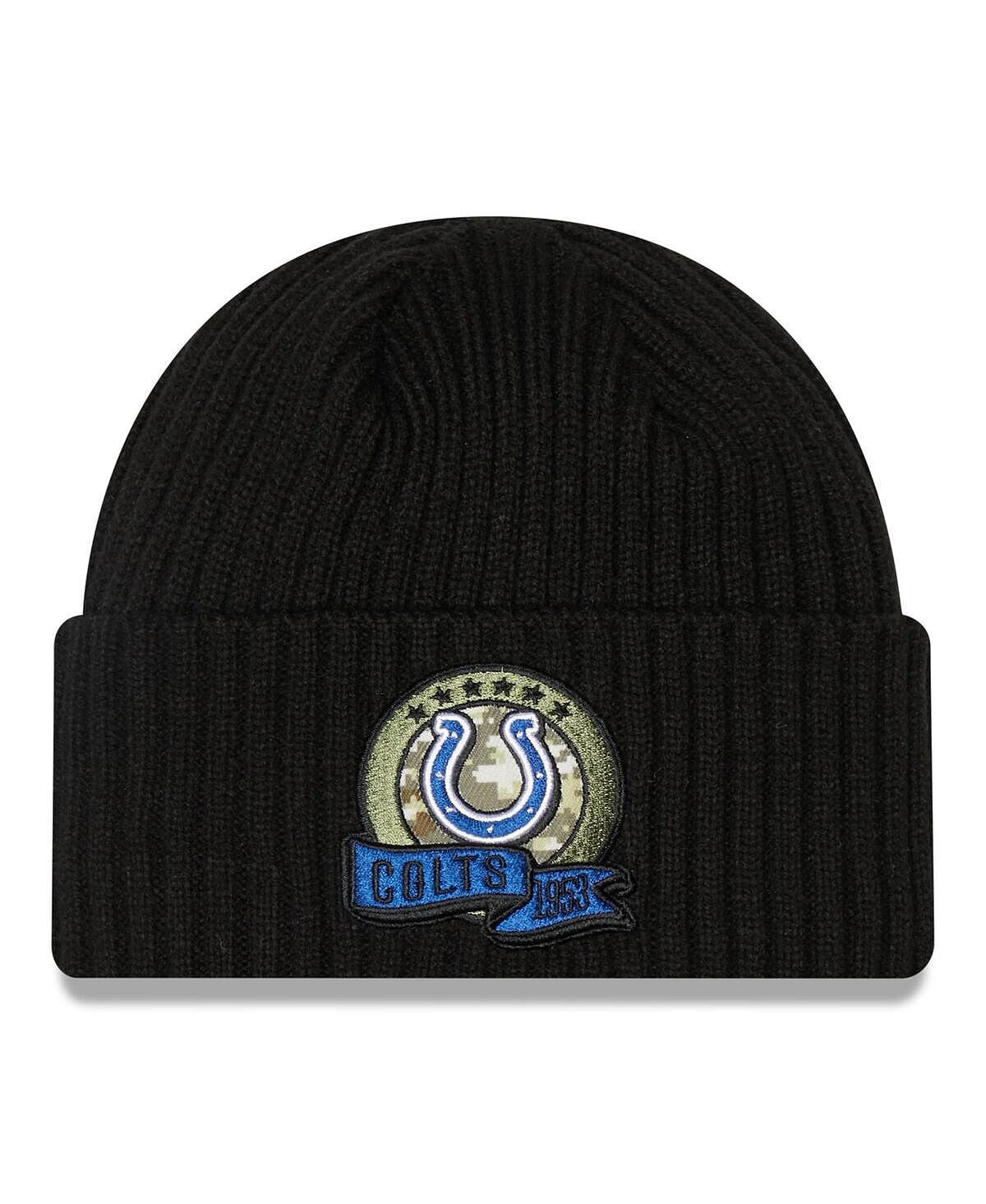 

Черная вязаная шапка салют для мальчиков Indianapolis Colts 2022 New Era