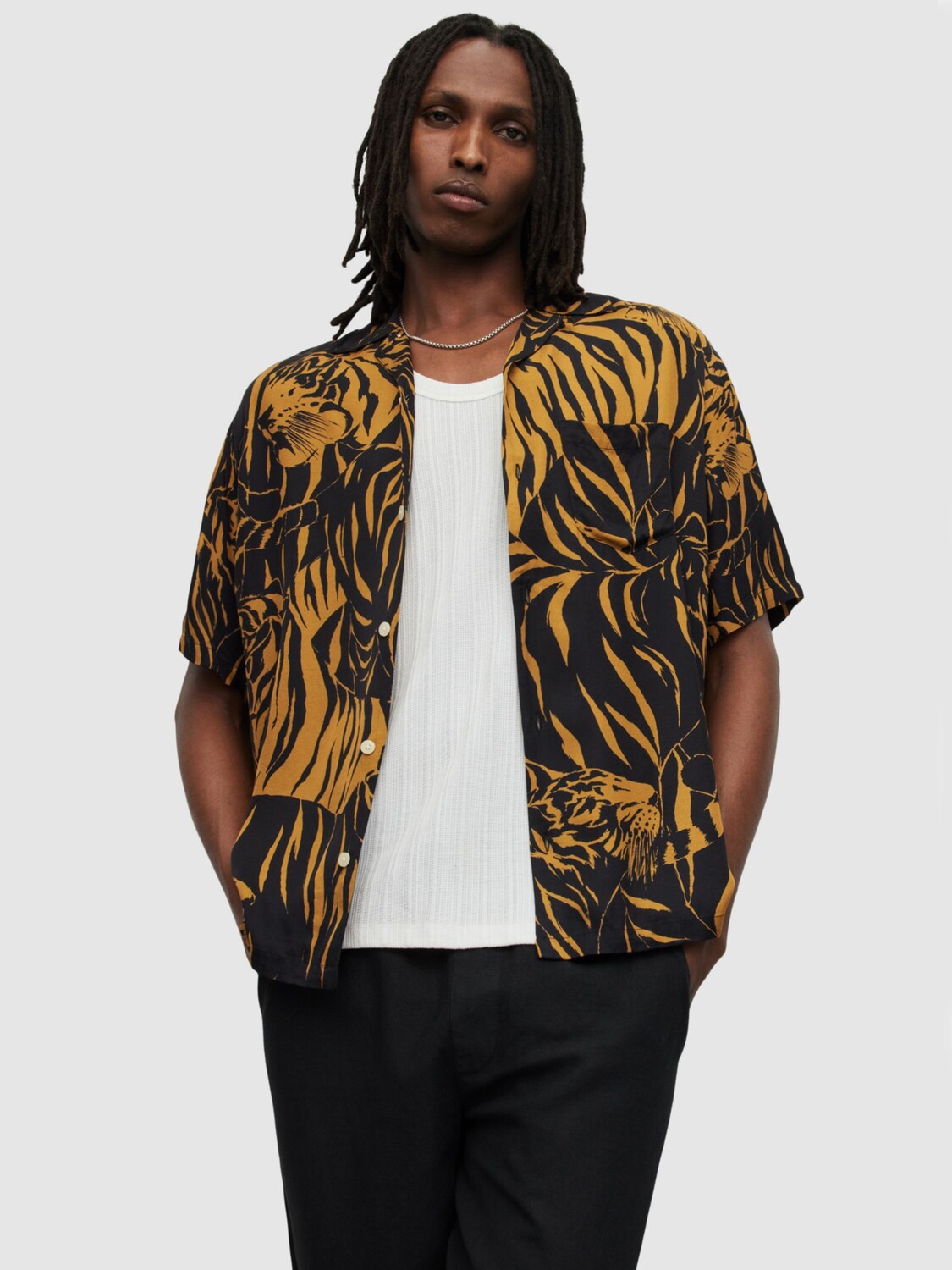 

Рубашка с коротким рукавом с принтом AllSaints Wildcat, коричневая ракушка