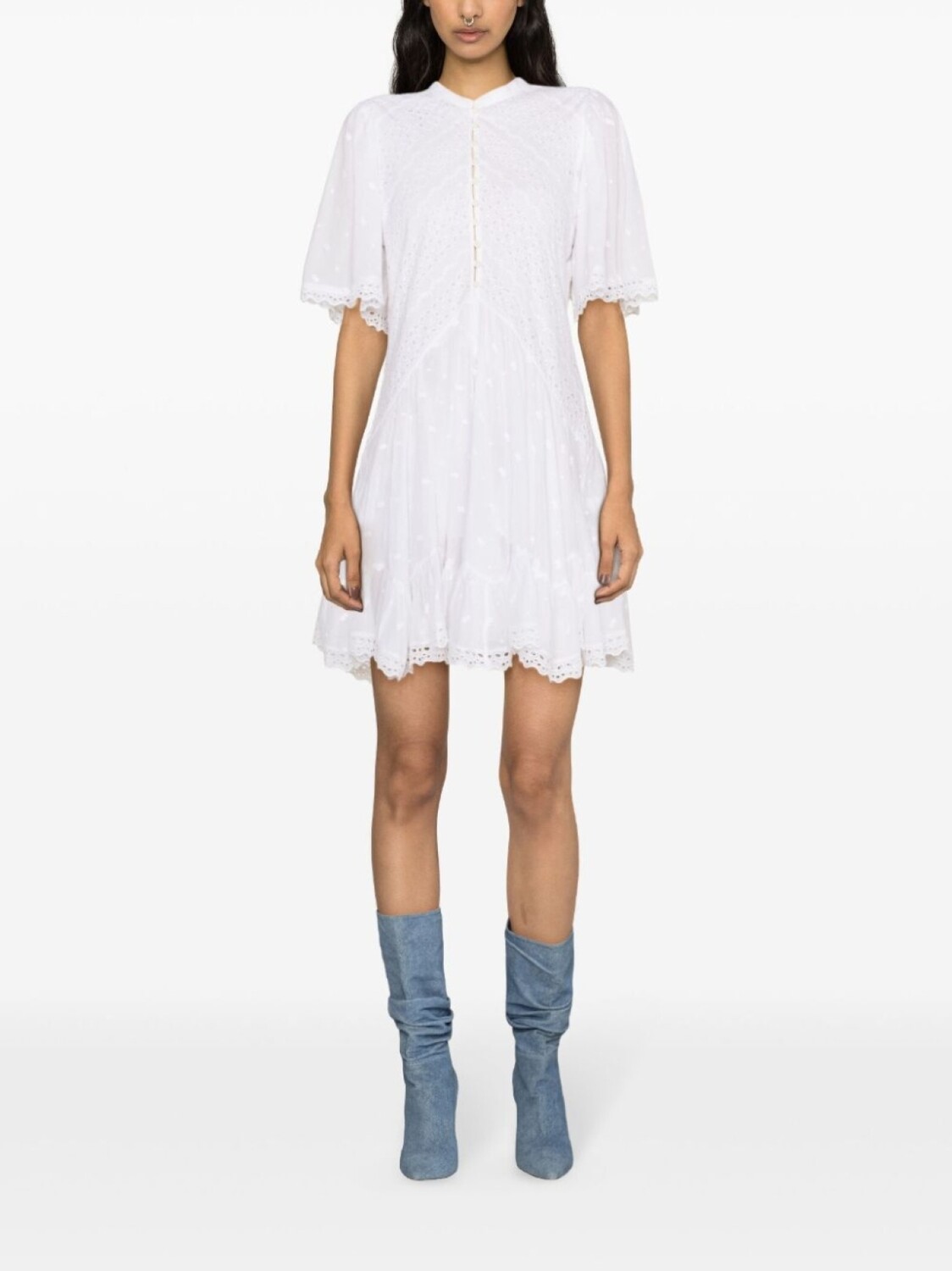 

MARANT ÉTOILE платье мини Slayae с английской вышивкой, белый