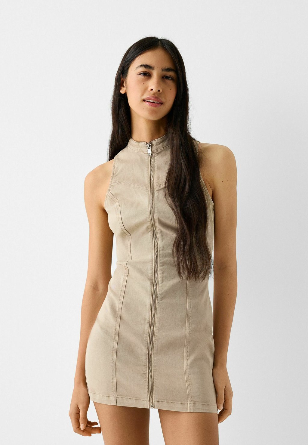 

Платье-футляр SLEEVELESS COMFORT WITH ZIP Bershka, цвет camel