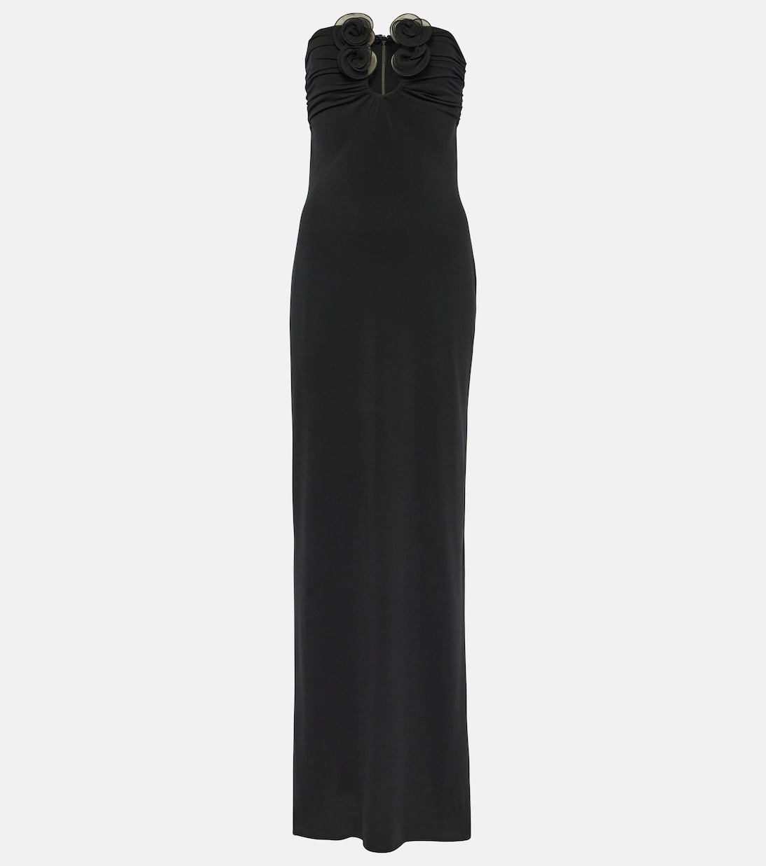 Платье макси с цветочной аппликацией Magda Butrym, черный прозрачная шелковая блузка с цветочной аппликацией magda butrym черный