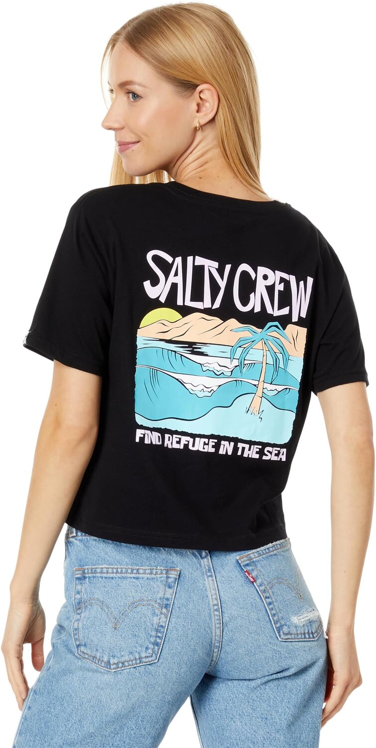 

Укороченная футболка с открыткой Salty Crew, черный