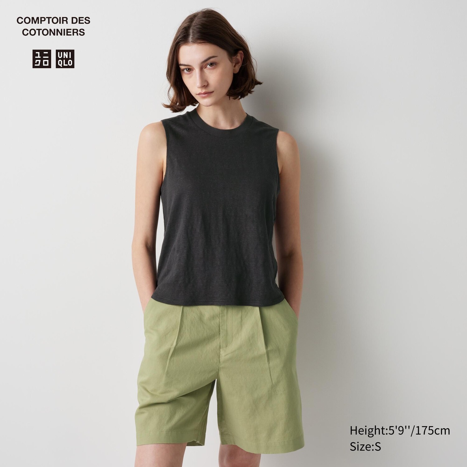 

Футболка без рукавов из 100% льна UNIQLO, черный