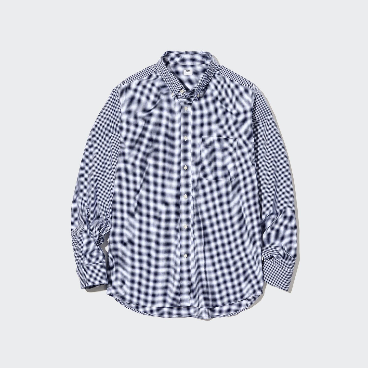 

Рубашка UNIQLO из тонкого хлопка текстурированая, синий
