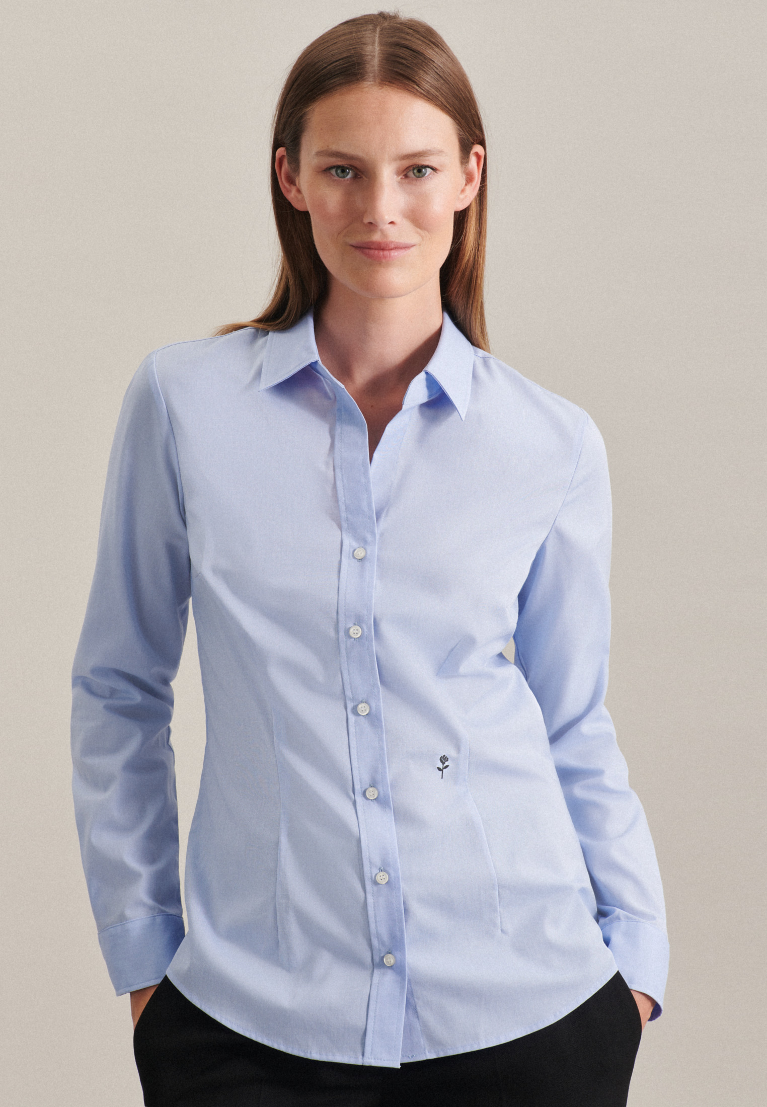 Блуза Seidensticker Hemd Slim Fit, светло-синий