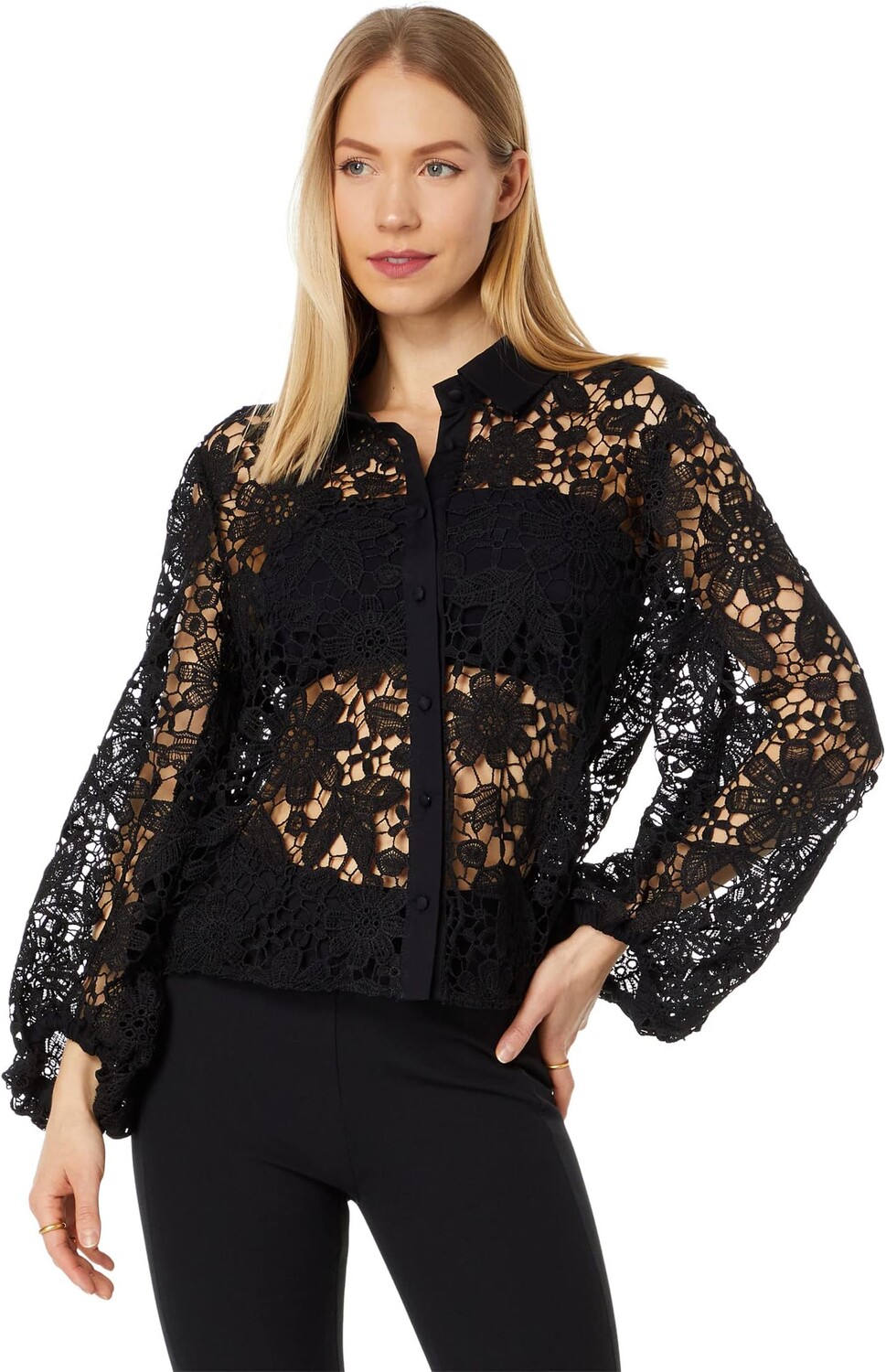 

Рубашка на пуговицах с рукавами-баллонами Vince Camuto, цвет Rich Black