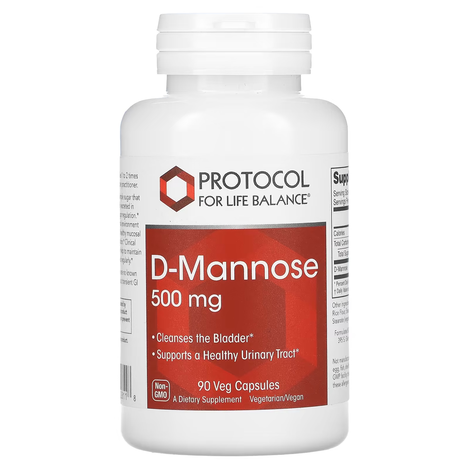 D-манноза Protocol for Life Balance 500 мг, 90 капсул (125 мг на капсулу) здоровый мочевой пузырь panaseus 50 капсул