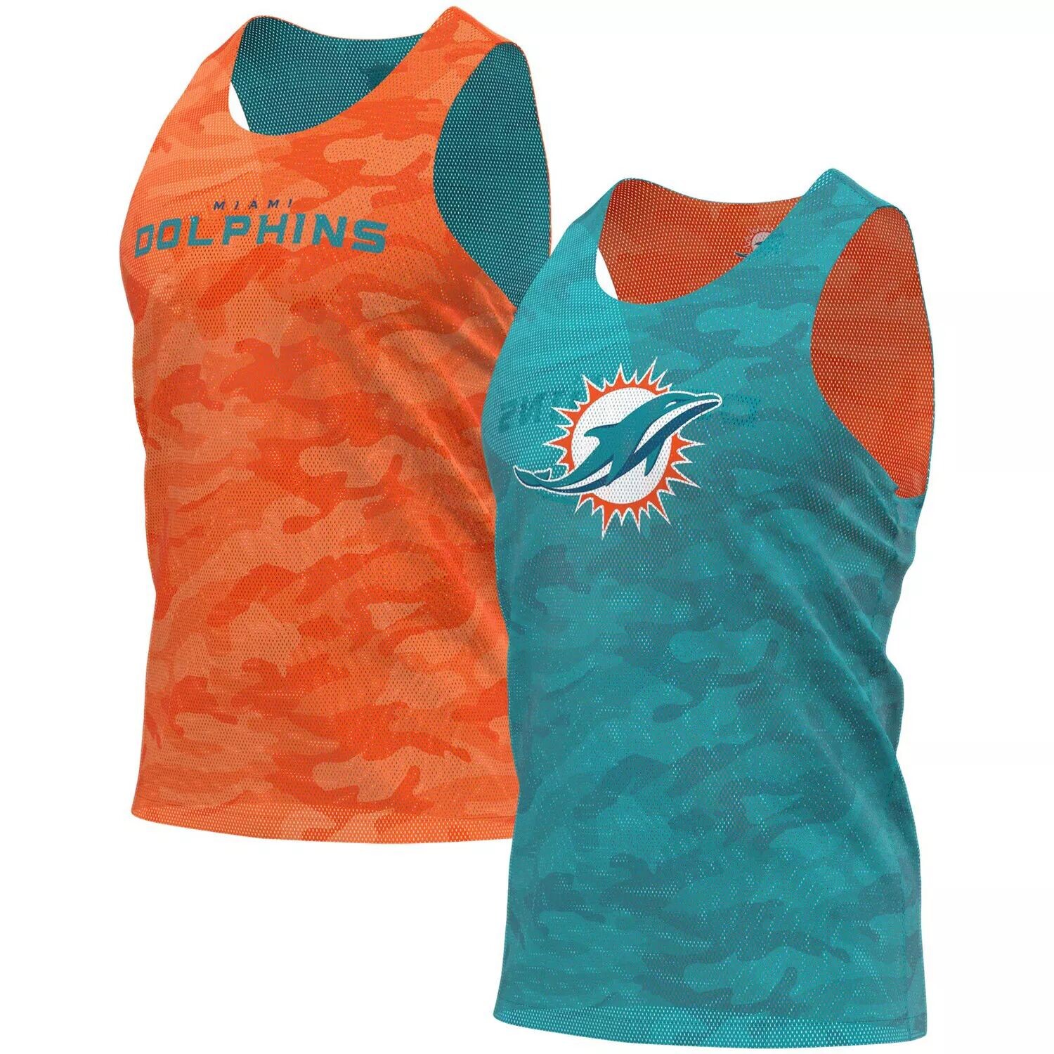 

Мужская двусторонняя сетчатая майка FOCO Aqua/Orange Miami Dolphins