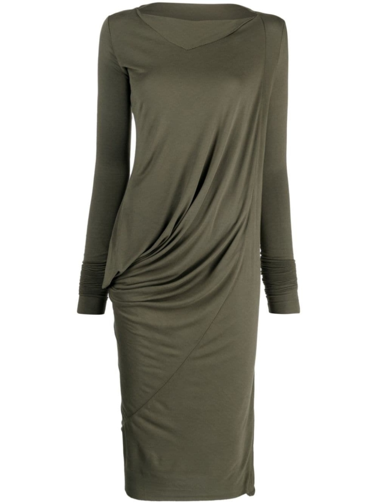 

Rick Owens Lilies slash-neck ruched midi dress, зеленый