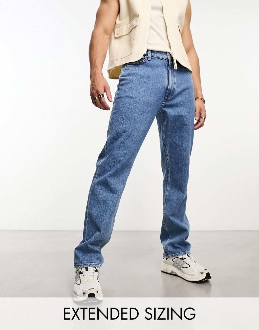 

Синие прямые эластичные джинсы ASOS DESIGN