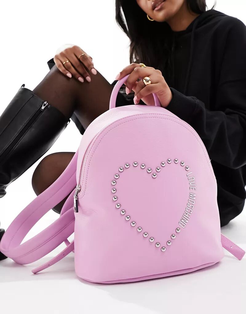 Розовый рюкзак Love Moschino с сердечком и логотипом