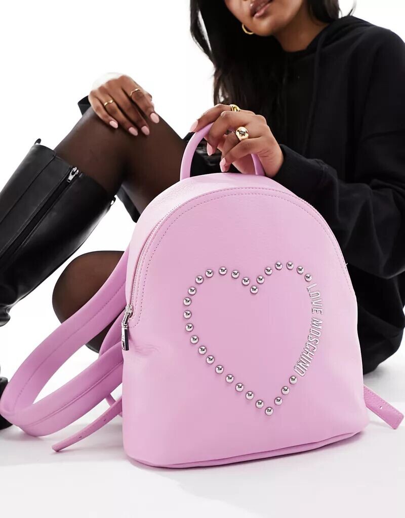 

Розовый рюкзак Love Moschino с сердечком и логотипом