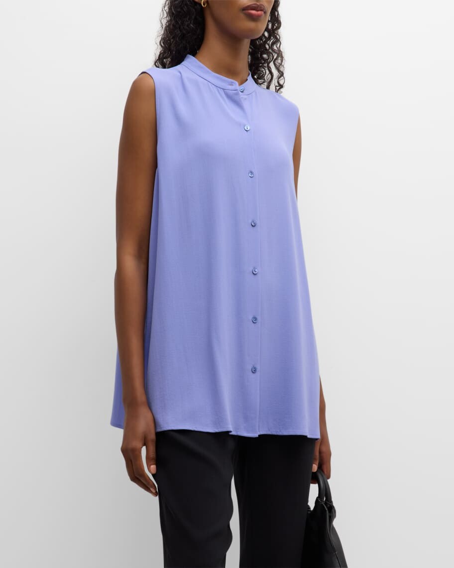 

Рубашка Petite из шелкового крепа жоржет с воротником-стойкой Eileen Fisher