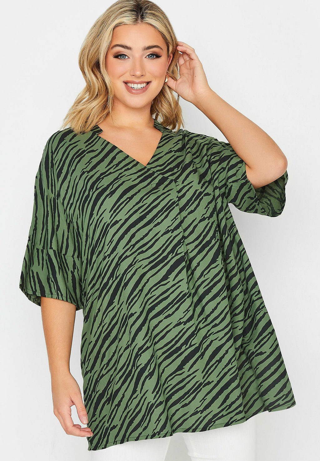 Блузка Yours Clothing, зеленый блузка yours clothing с цветочным принтом зеленый