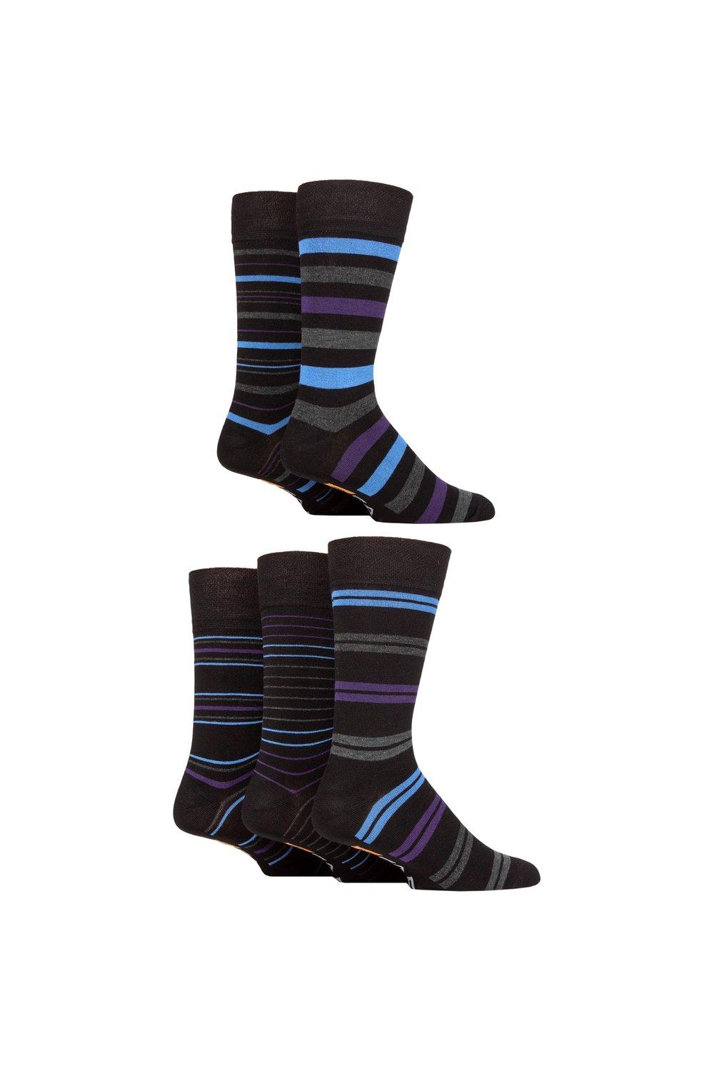 Мужские 5 пар бамбуковых носков Farah Argyle с рисунком и полосками, фиолетовый
