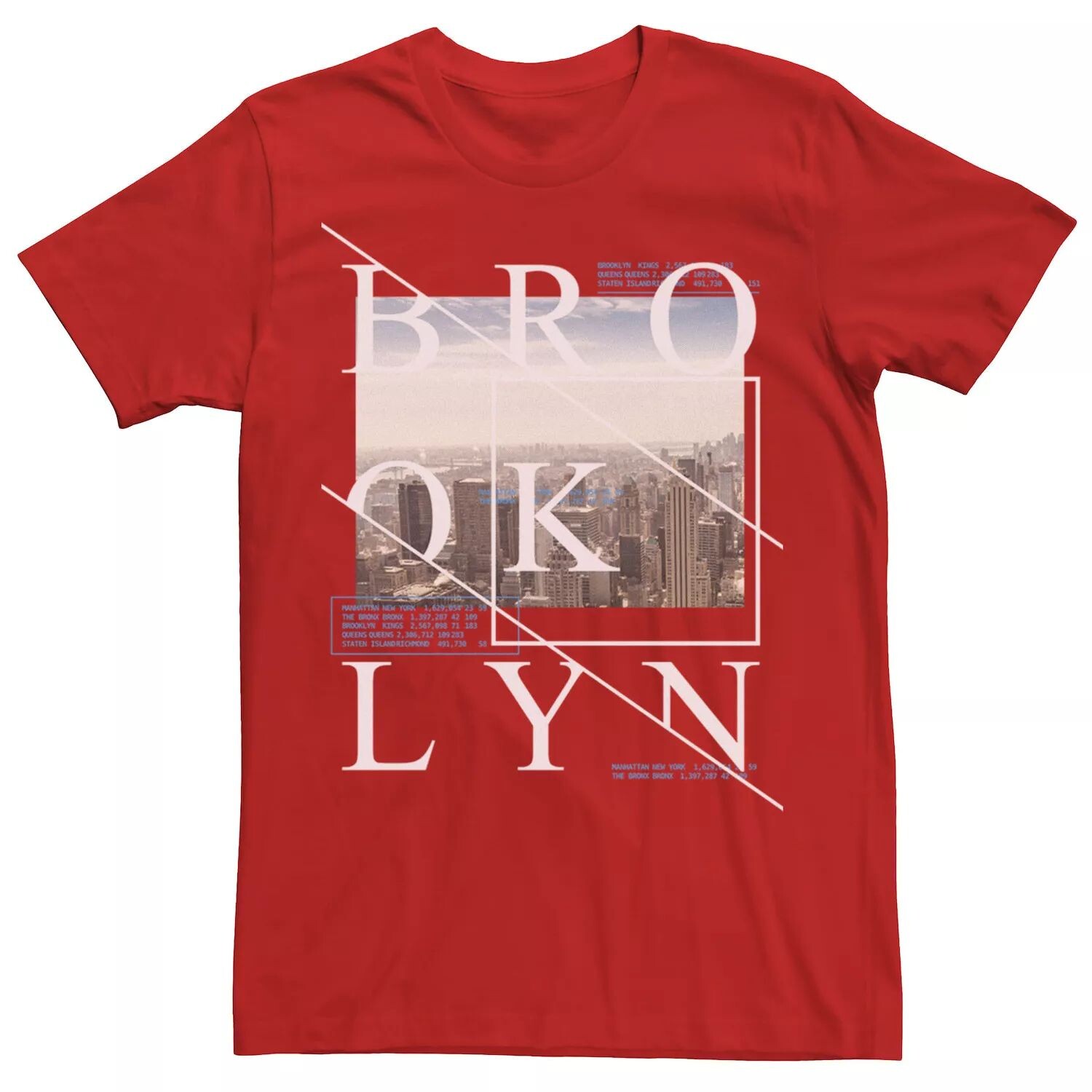 

Мужская кв. Футболка с накладным плакатом 9 Brooklyn Text Skyline Apt. 9