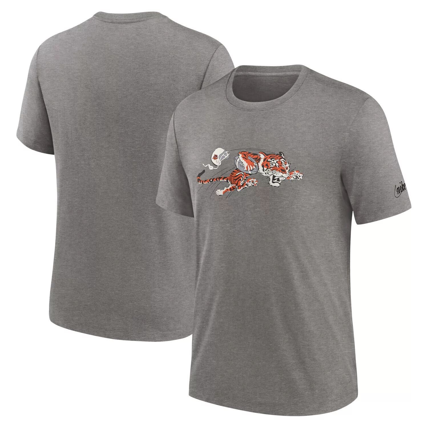 

Мужская футболка цвета три-смеси с логотипом Heather Charcoal Cincinnati Bengals Rewind Logo Nike
