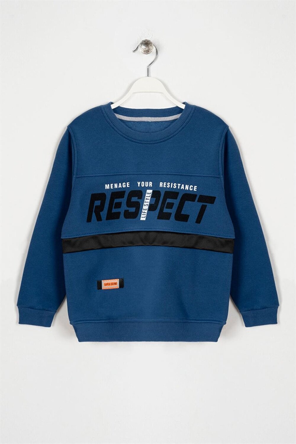 

Толстовка Respect с рельефным принтом цвета индиго для мальчиков Zepkids