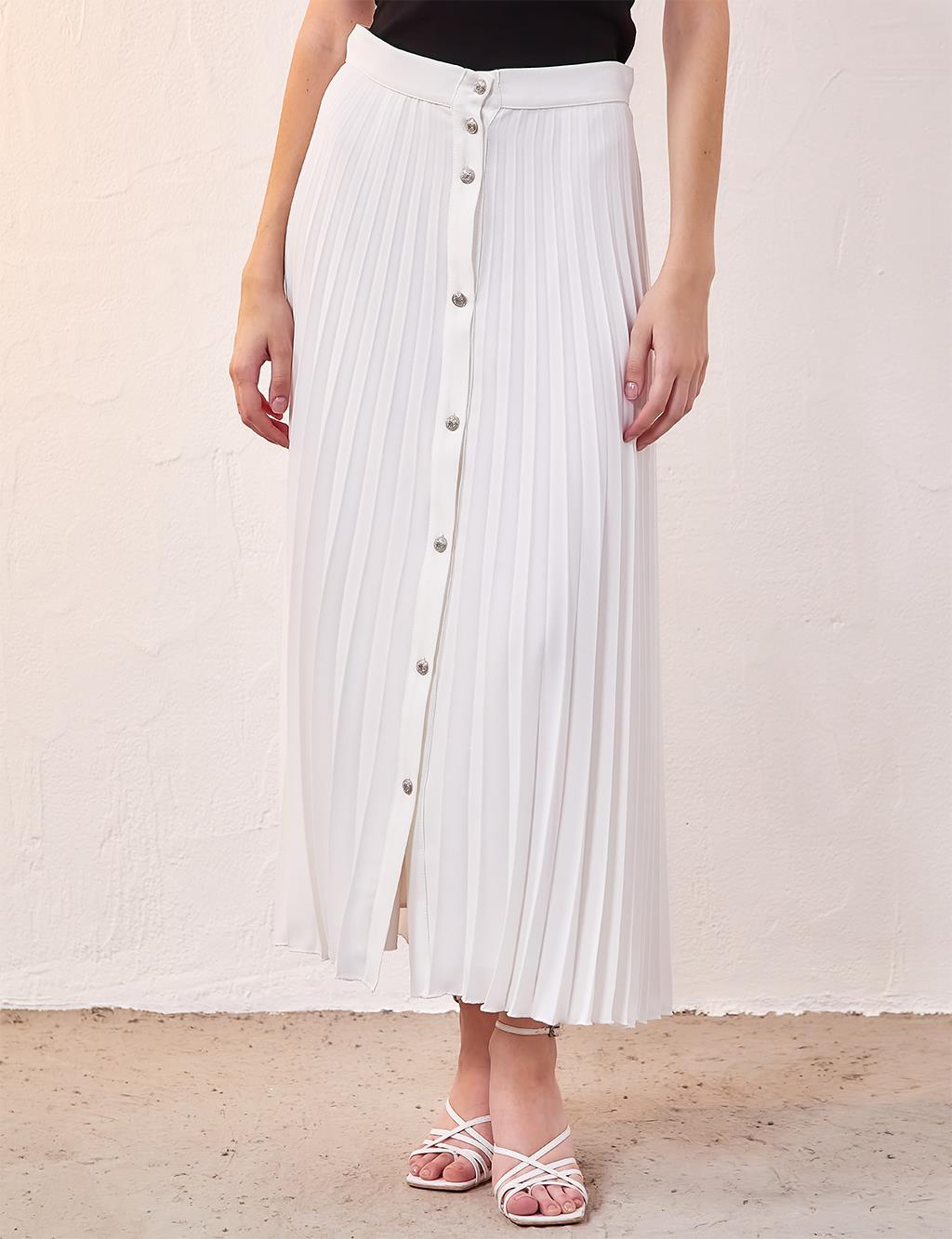 Плиссированная юбка на пуговицах цвета экрю Kayra плиссированная юбка на пуговицах цвета бежевого песка kayra