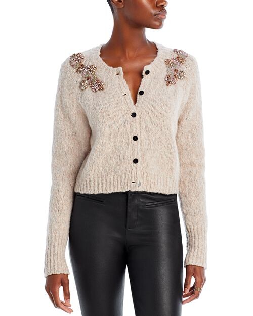 

Кардиган с декором Diamond Daisies Cinq à Sept, цвет Tan/Beige