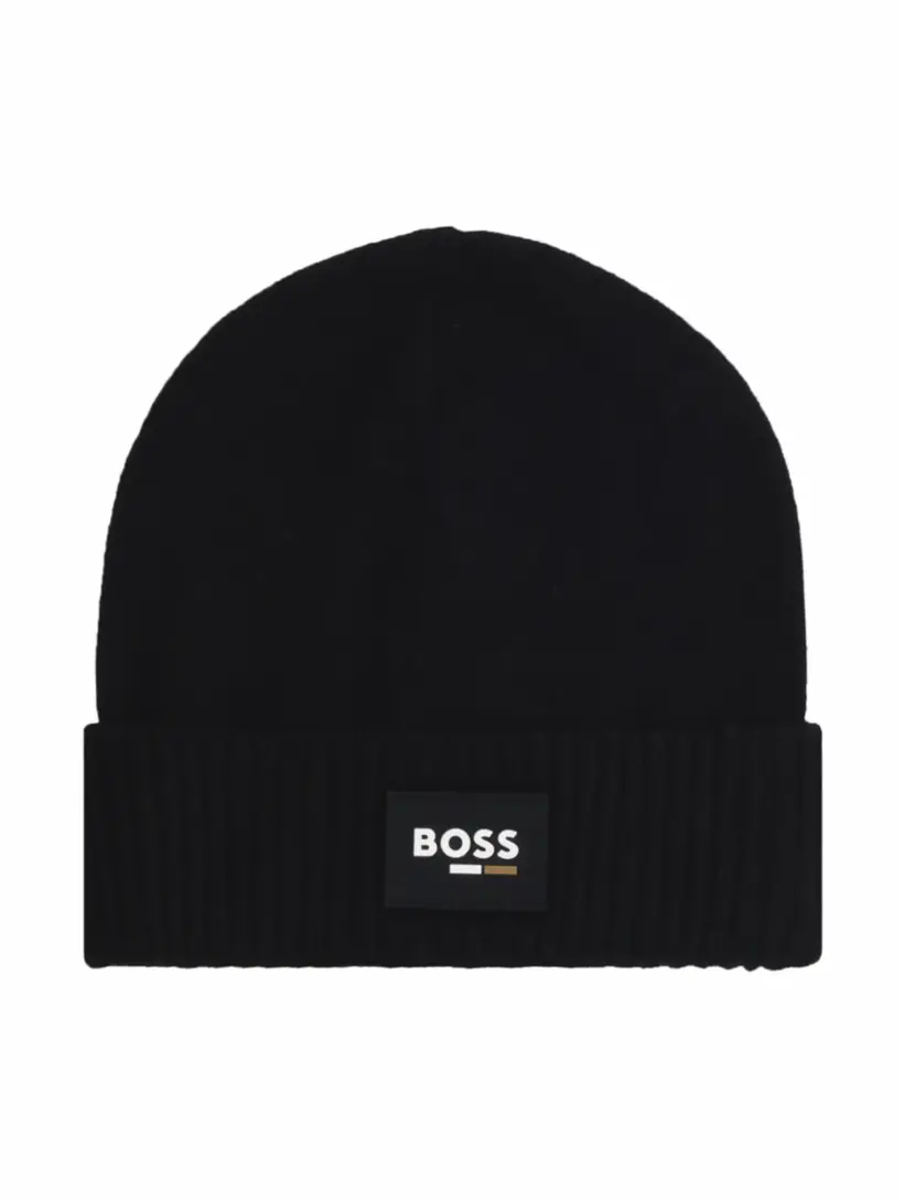 

Вязаная шапка с логотипом BOSS, черный
