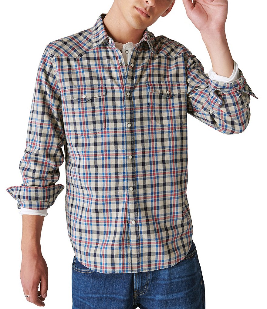 Рубашка в клетку в стиле вестерн Lucky Brand с длинными рукавами, мультиколор