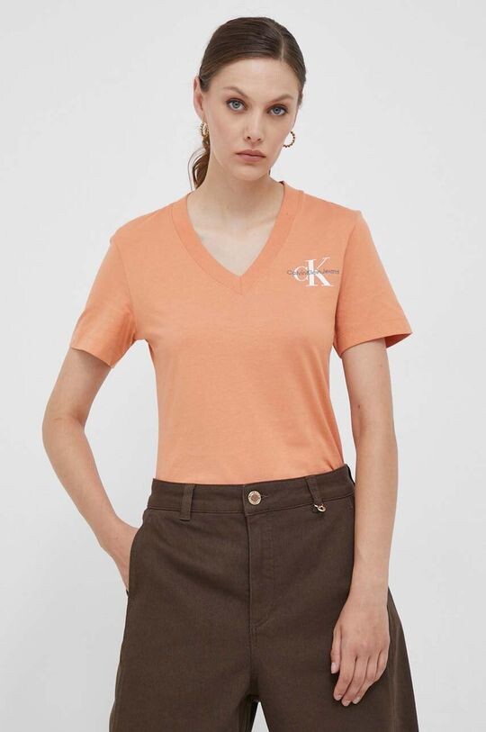

Хлопковая футболка Calvin Klein Jeans, оранжевый
