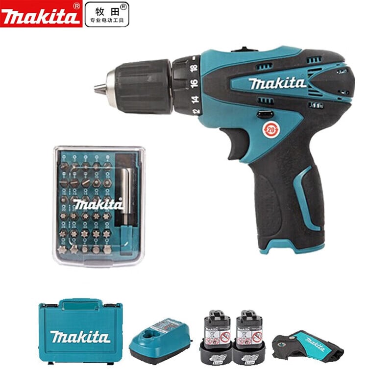 Отвертка аккумуляторная Makita DF330DWE + набор бит, 31 штука