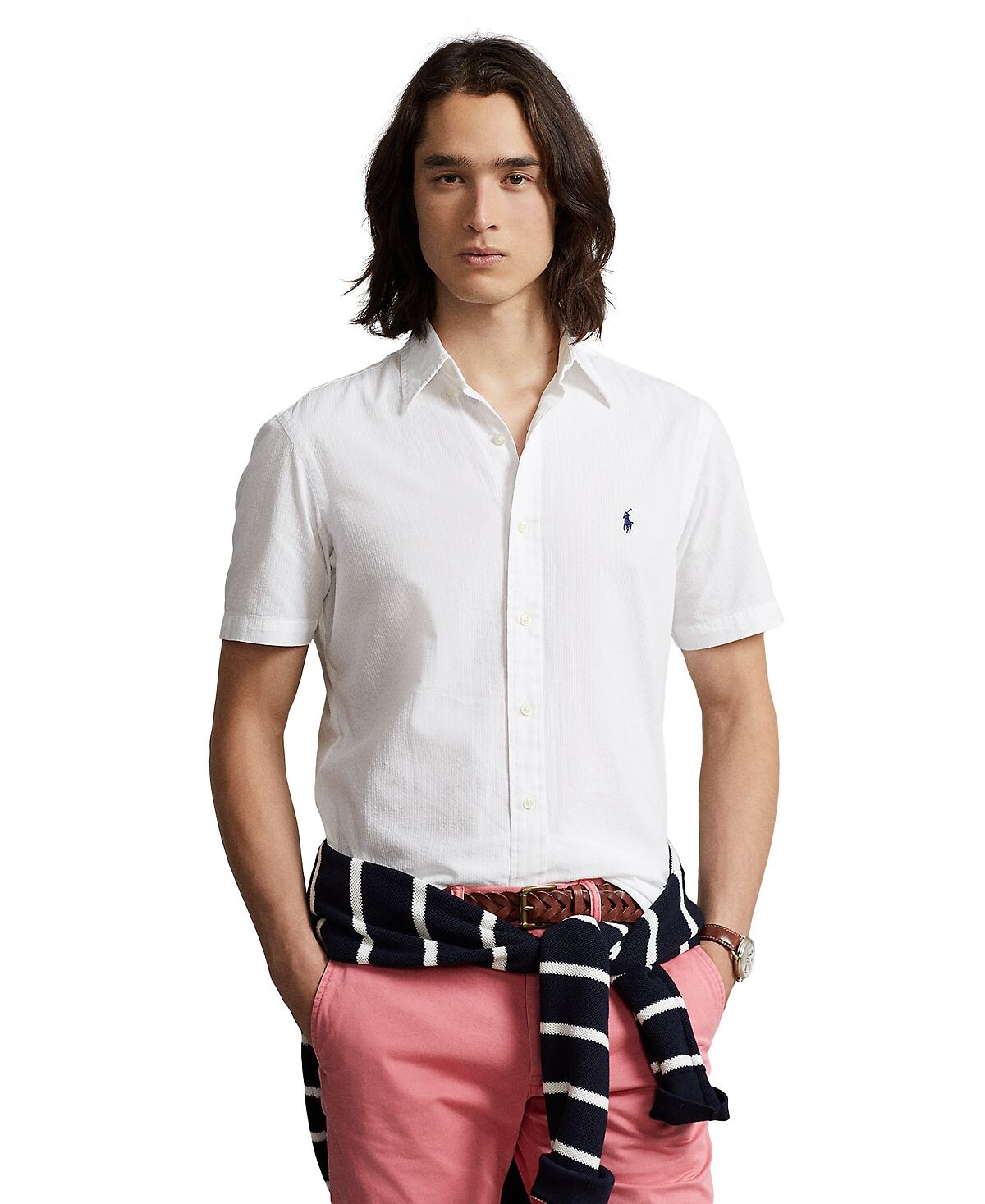 

Мужская рубашка из жатого хлопка классического кроя Polo Ralph Lauren