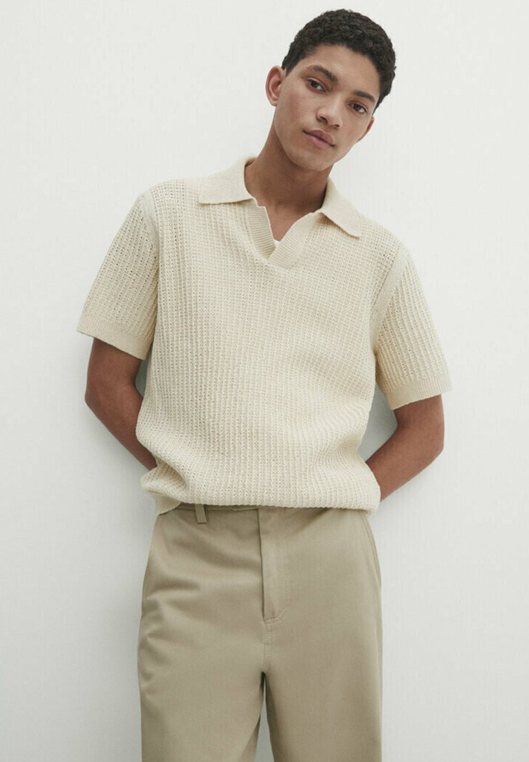 

Рубашка-поло TEXTURED SHORT SLEEVE Massimo Dutti, цвет beige