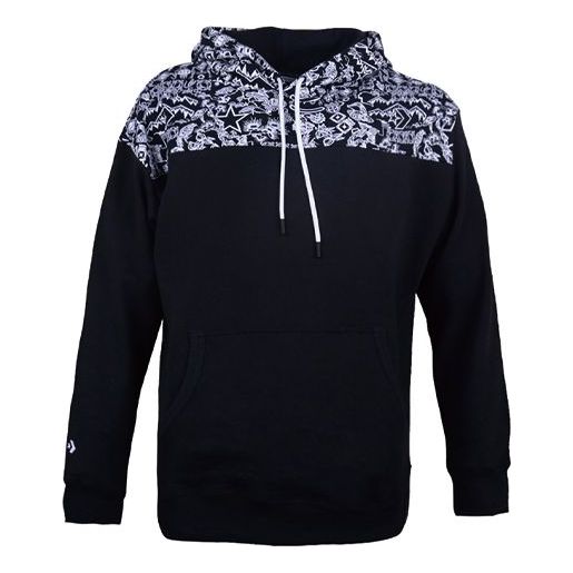 Толстовка Converse stitching graphic print hooded drawstring sweatshirt men black, черный