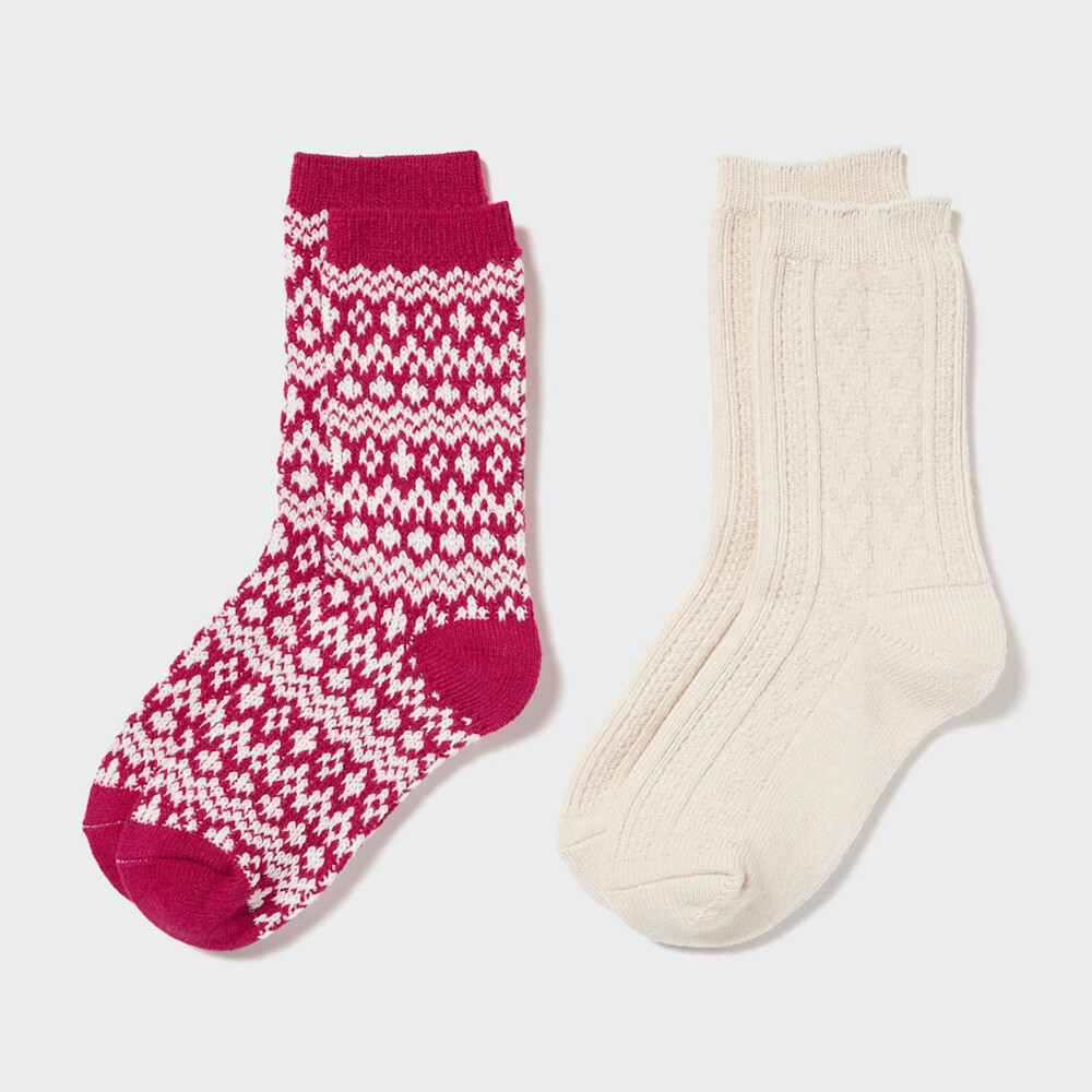 

Носки Uniqlo Girls Heattech теплые 2 пары, красный
